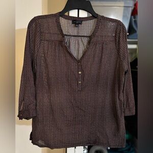 Large The Limited Women’s red white & blue print 3/4 sleeve Blouse with buttons